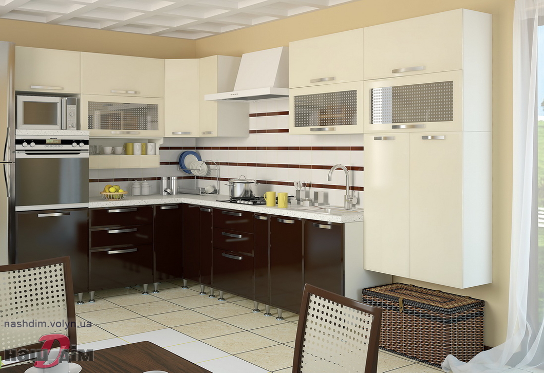 Престиж глянець гарнітур на кухню Софія ID1074a-5 зображення в реальному розмірі