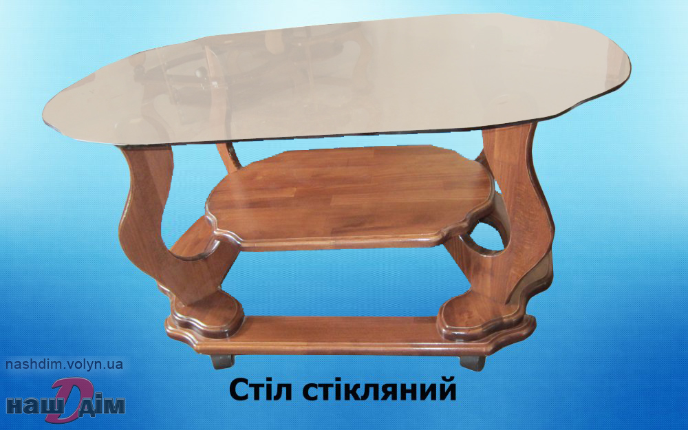 Скляний журнальний стіл з бука ID1002a-1 оригінальне фото товару