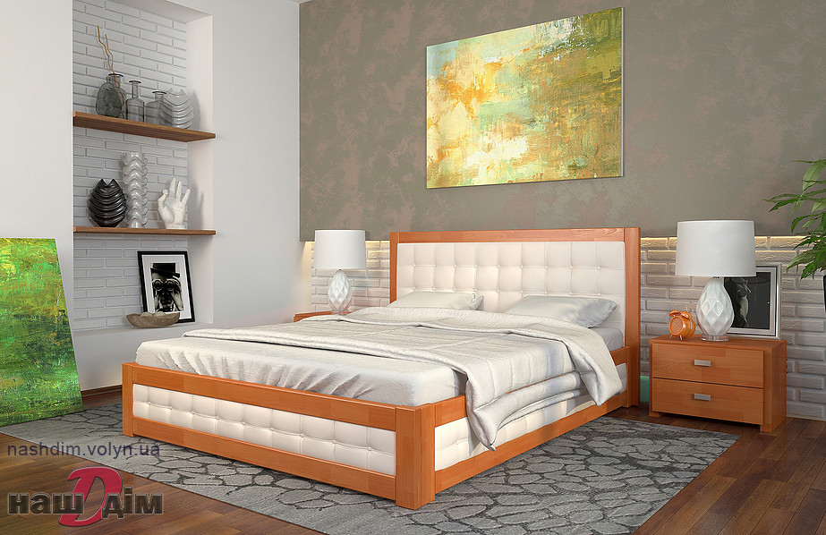 Рената М - двоспальне ліжко з масиву дерева ID1103a-5 зображення в реальному розмірі