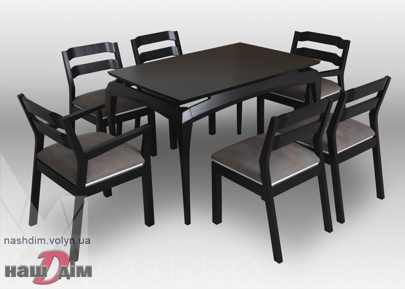 Navi чорний стіл і стільці - комплект з дуба ID1212a-2 технічні характеристики товару
