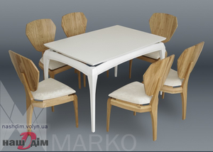 Navi білий стіл і стільці - комплект з дуба-ID1211a - замовити в Ковелі