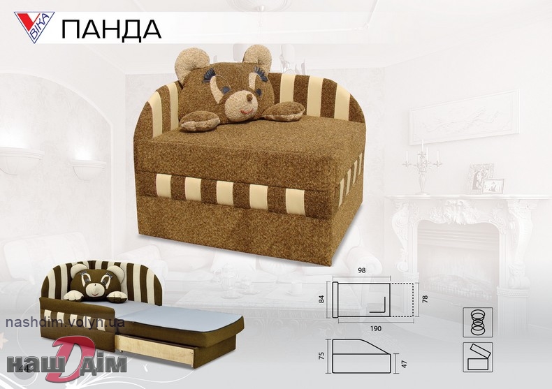  Панда кутовий диван ліжко для дитячої кімнати ID456-4 параметри та ціна